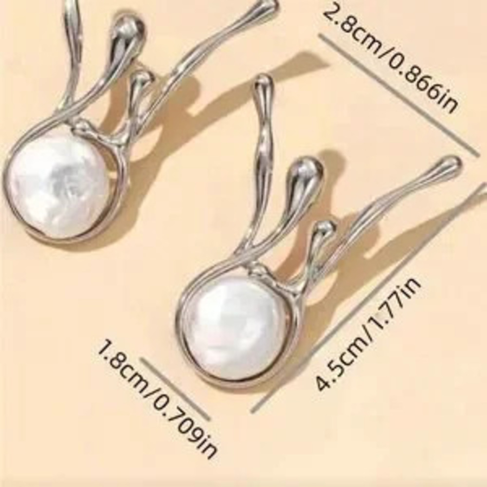 Asymmetrical Faux Pearl Stud Earrings
